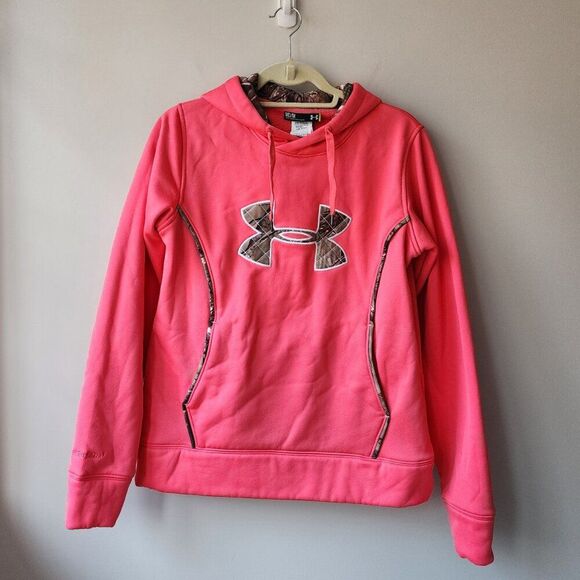 Under Armour Cold Gear Ladies Storm Water Resistant Hoodie Neon Pink M Loose Fit - Picture 1 of 10